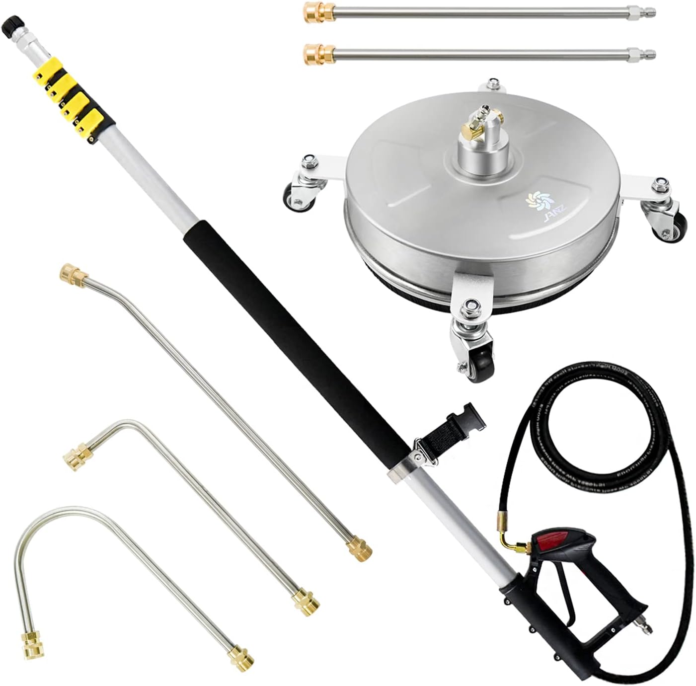 JANZ 14'' Surface Cleaner and 24 FT Telescoping Wand Pro