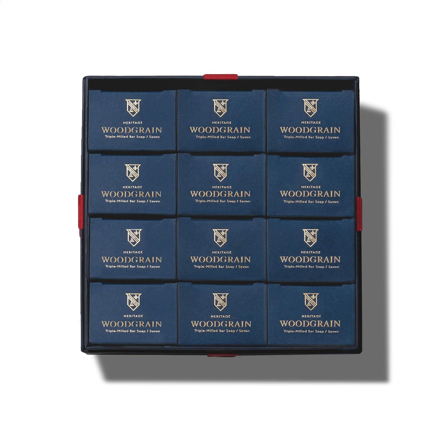 Caswell-Massey Woodgrain Sandalwood Natural Bar Soap Gift Set - Moisturizing Triple-Milled Body Soap for Men - Plant-Based with Essential Oils for Soft Skin, Cruelty-Free, USA Made, 12 Bars x 5.8 oz