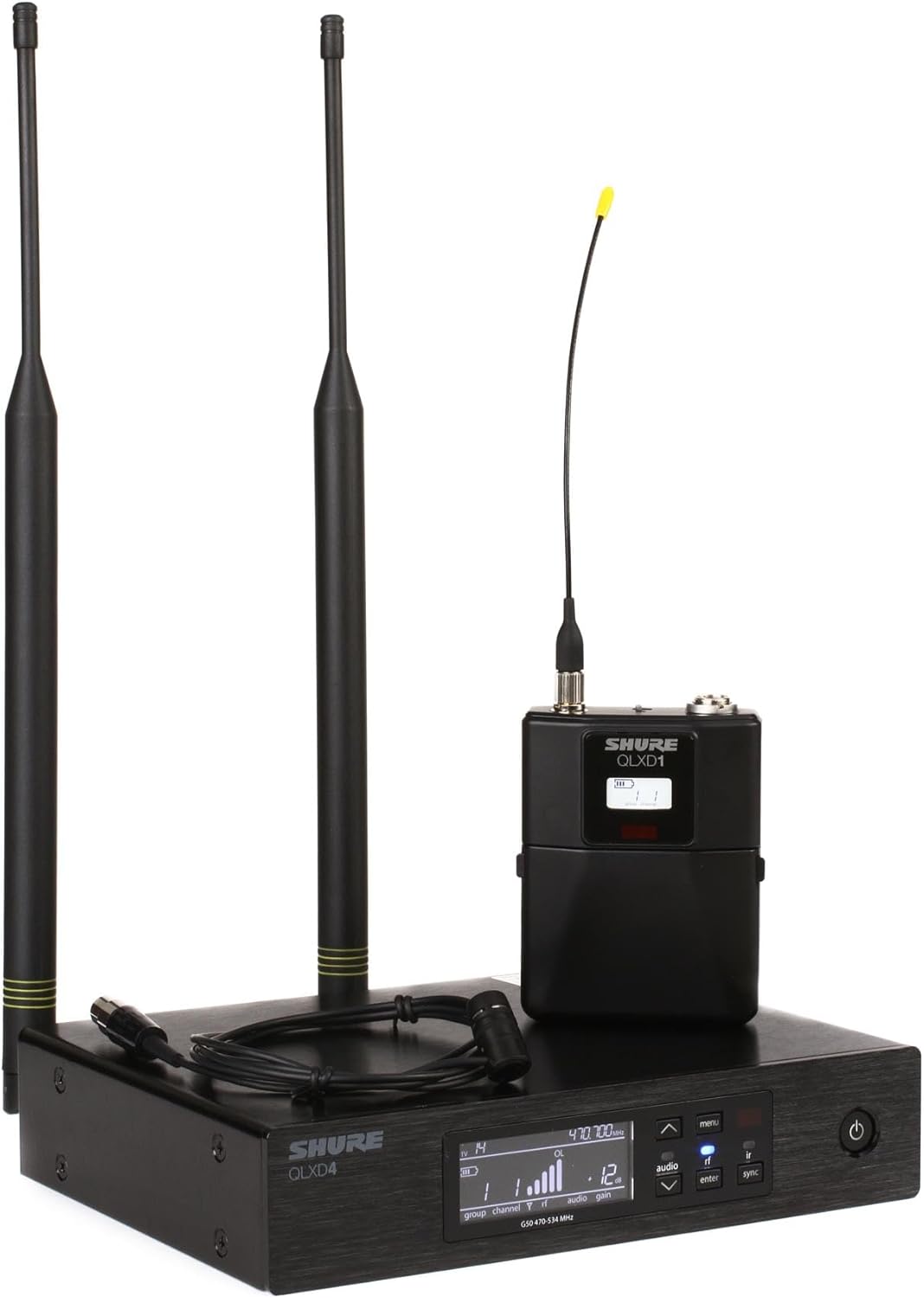 Shure QLXD14/84 Wireless Microphone System with Bodypack and WL184 Supercardioid Lavalier Mic