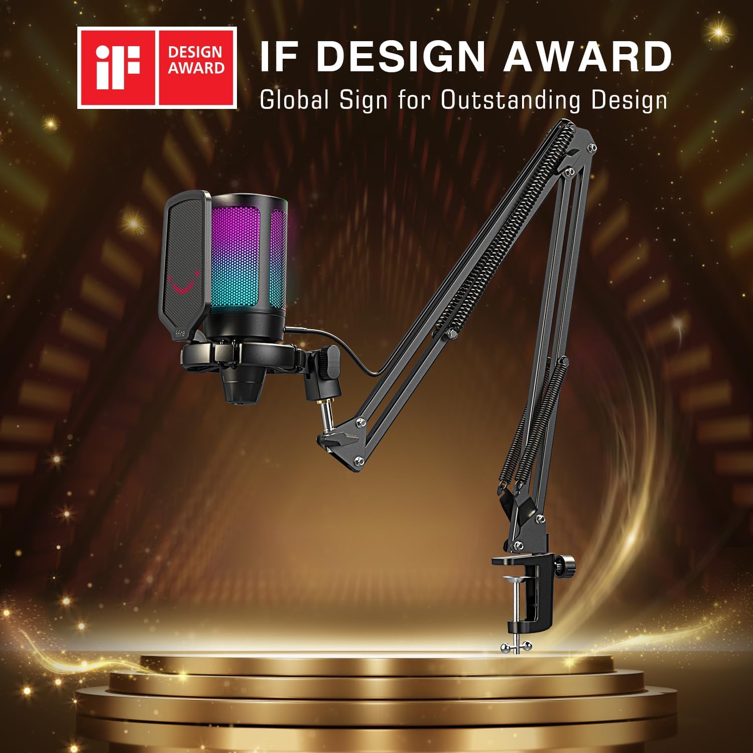 FIFINE USB Gaming Microphone Kit Bundle, RGB Streaming PC Mic for Podcast, Video, Online Chat, Discord, YouTube with Quick Mute, Input Gain Knob, Compatible with PS4 PS5 (A6T+A6TW)