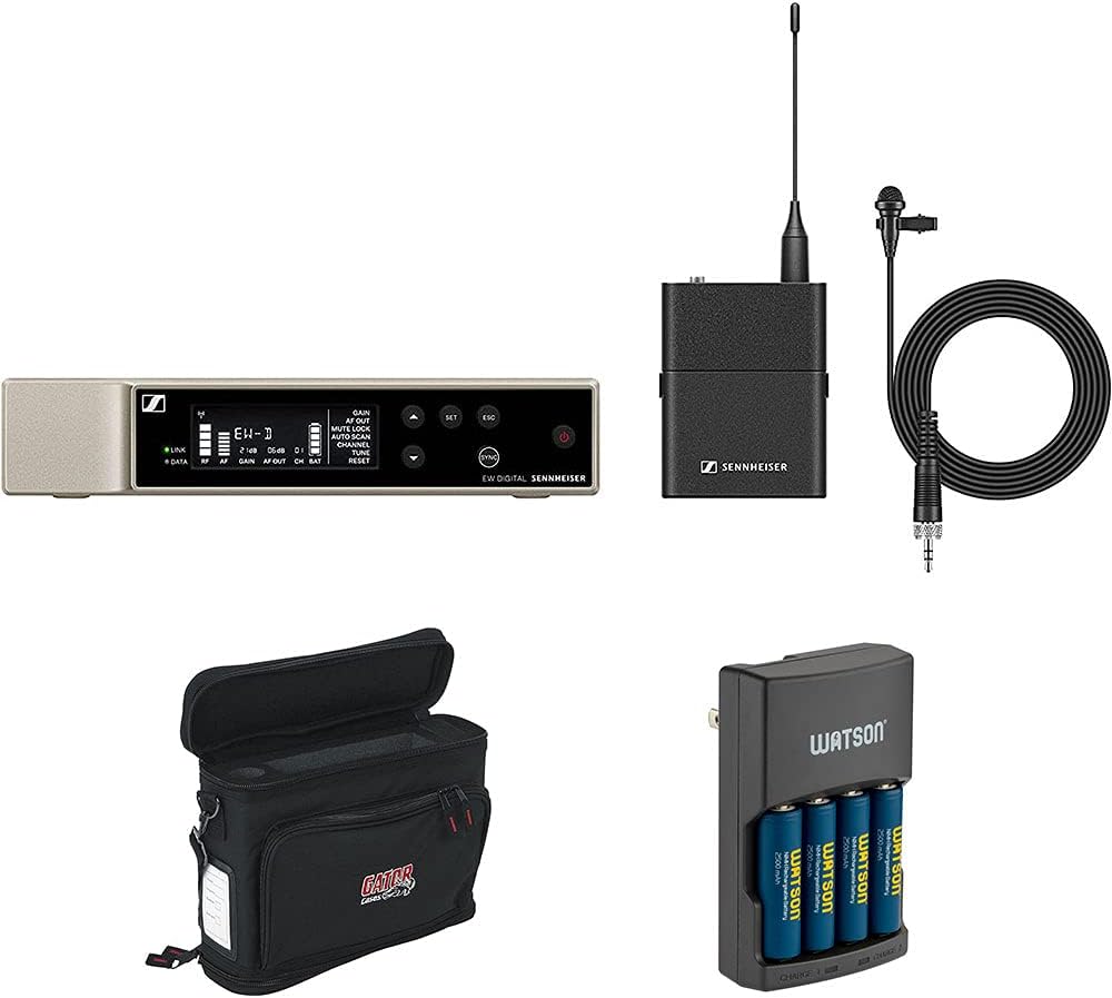 Sennheiser EW-D ME2 Set Digital Wireless Omni Lavalier Microphone System (R4-9: 552 to 607 MHz) Bundle with Rapid Charger and Wireless System Bag
