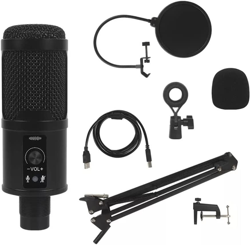 Recording RGB Condenser Microphone is Suitable for Laptop Professional USB Microphone Game Live Broadcast PK BM800 (C 13.8 * 4.6cm)