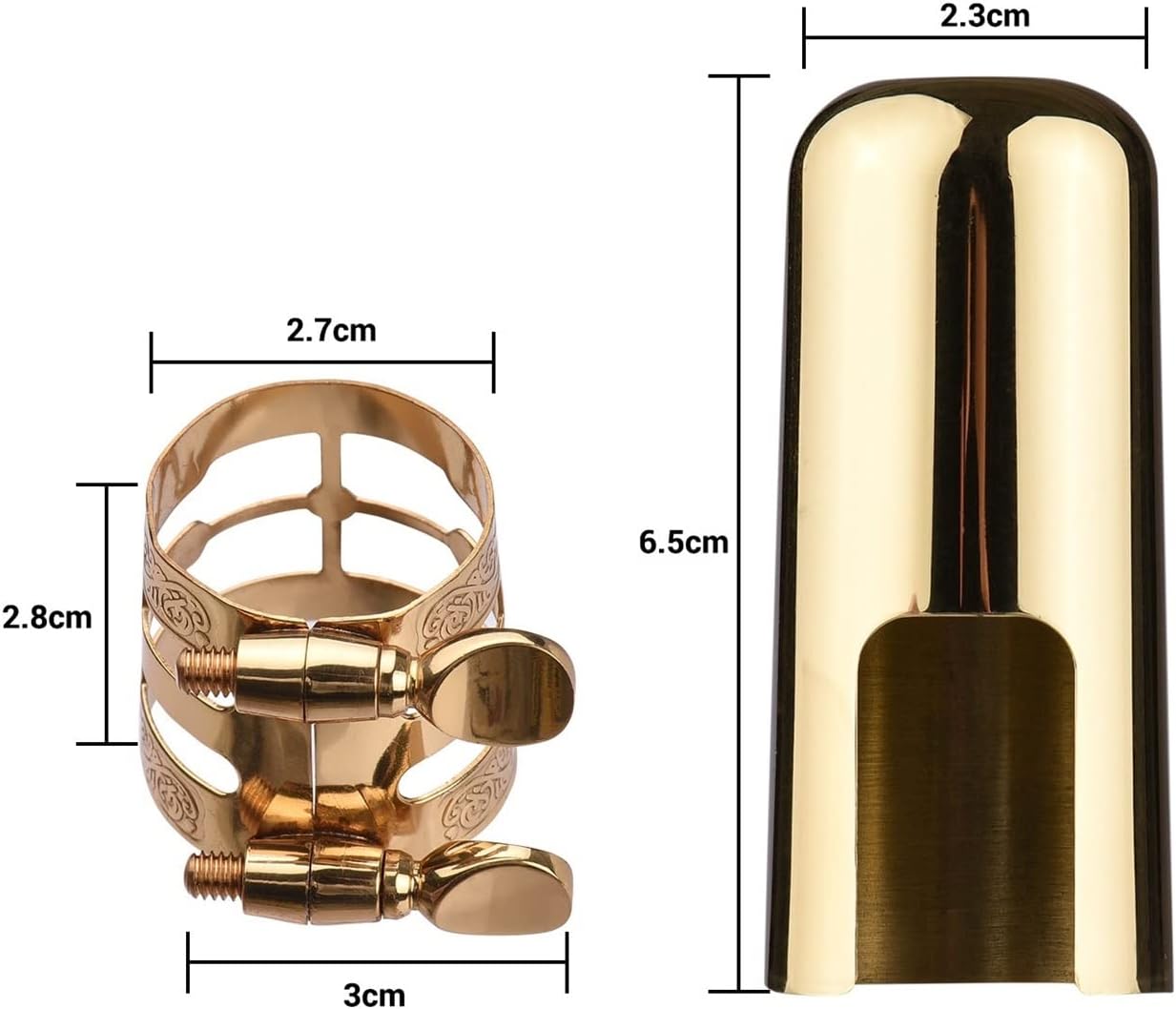 Saxophone Parts Alto Saxophone Ligature Double Screw Adjustment Sax Fastener Clip with Mouthpiece Cap Saxophone Accessories (Color : with Cap)