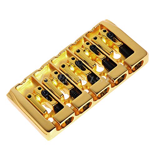 MINHTOANBV 10 Sets Bass Guitar Hard Tail Bridge 5 String with Screws Wrench Gold