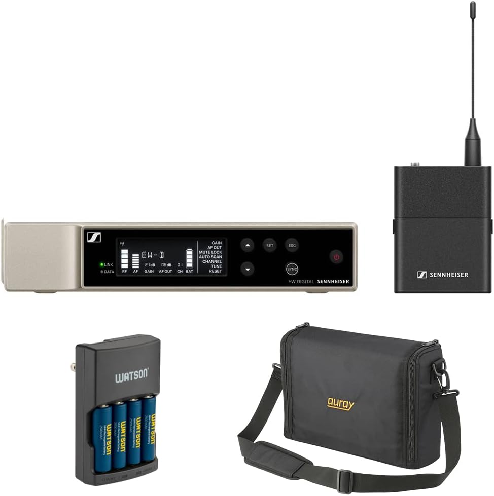 Sennheiser EW-D SK Base Set Digital Wireless Microphone System with Bodypack, No Mic (R4-9: 552 to 607 MHz) Bundle with Auray WSB-1S Carrying Bag and XLR-XLR Cable