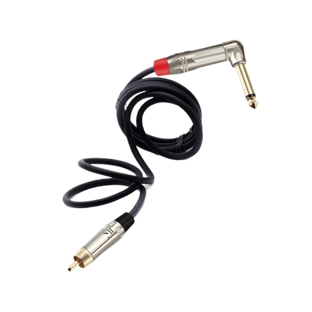 Gold Plated R/CA Male Cable to 6.35mm Right Angle Mono Ja-ck Audio Plug Male Balanced Assembly Microphone Adapter(Red Black,15M)