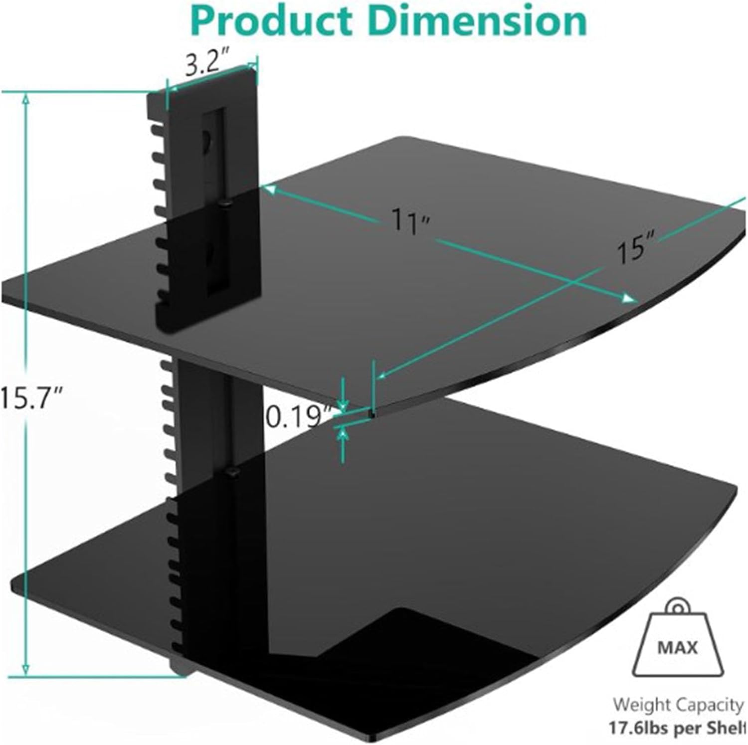 ing Entertainment Center Shelf, 2 Tier Wall Mount TV Shelf, ad BeaSa with s and y truction, for Home Theater System and Li Room r