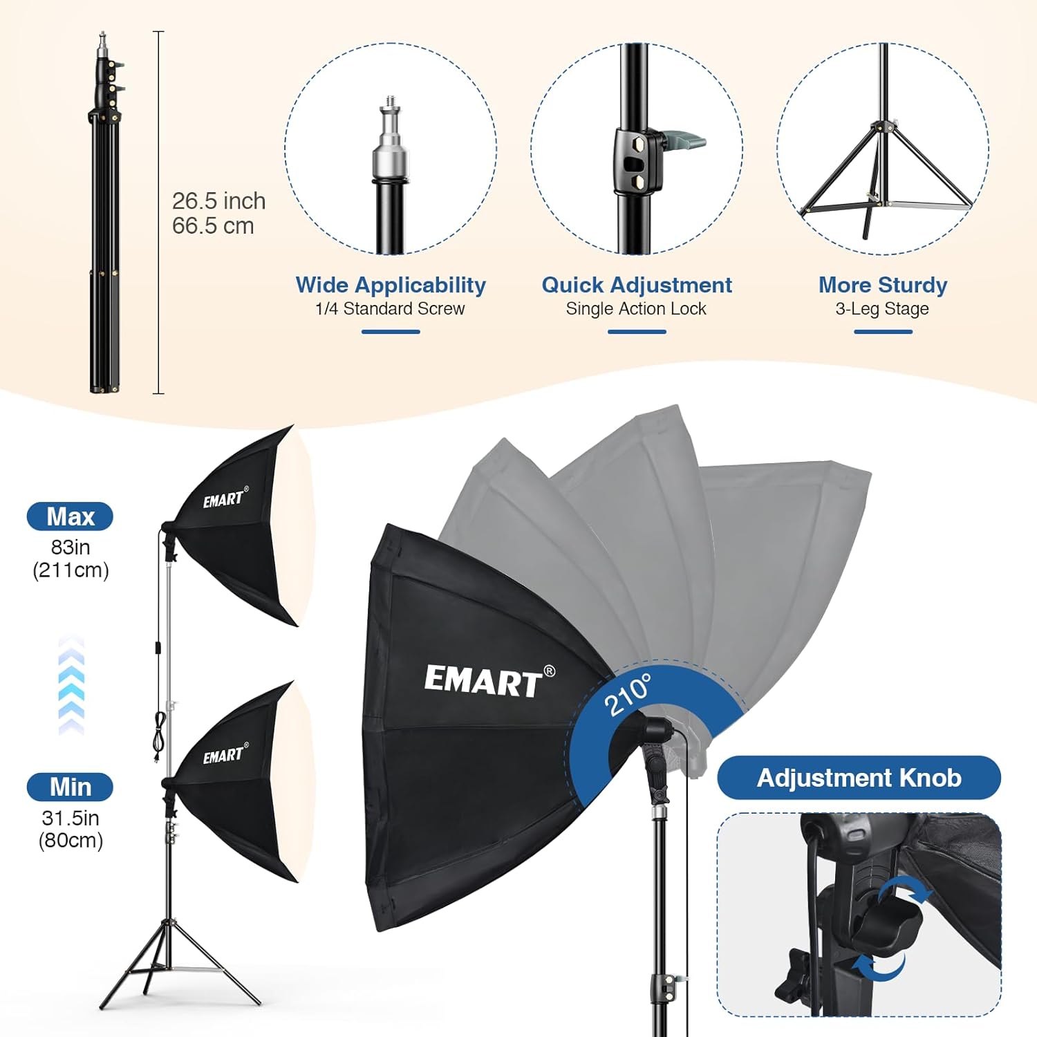 EMART Softbox Lighting Kit with Sandbag, 25.5