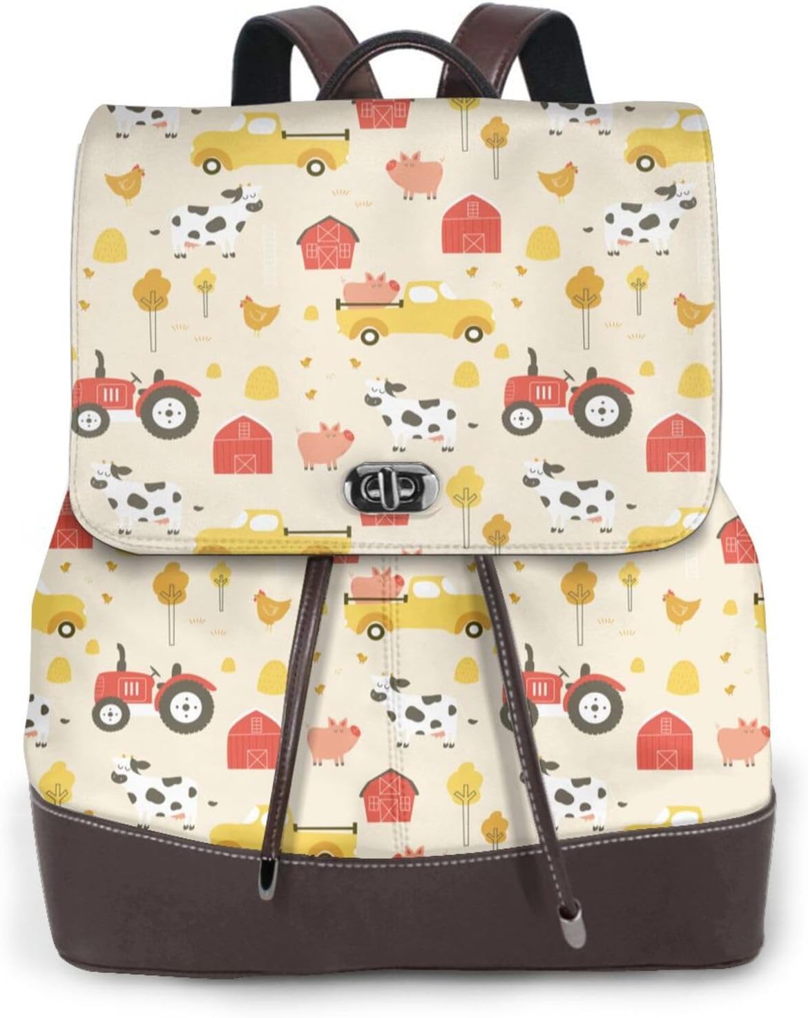 Farm Animals for Womens Backpack Purse Microfiber PU Anti-theft Large Fashion Designer Travel Bag Ladies Shoulder Bags