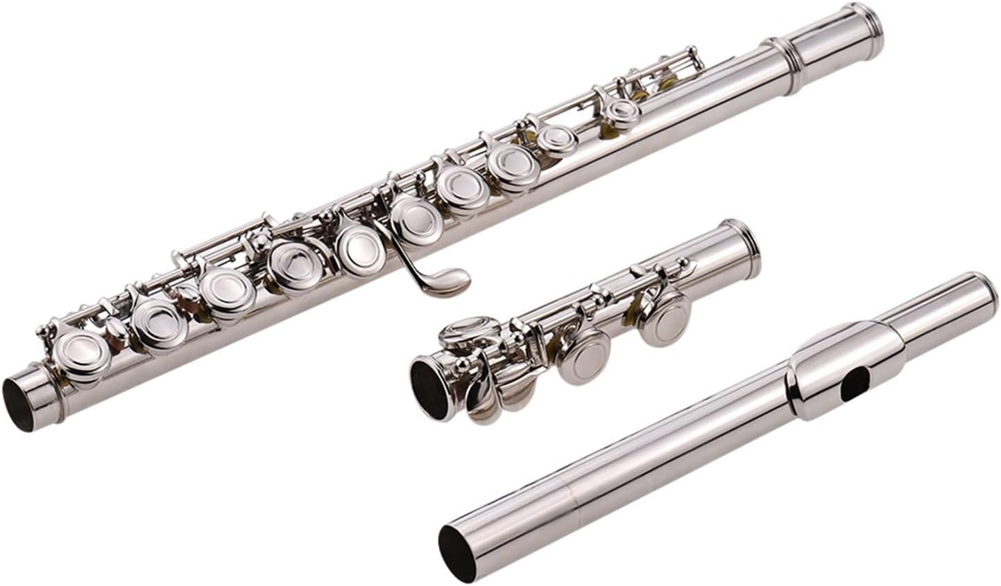 Flute Flute Silver Plated 16 Holes C Key Cupronickel Woodwind Instrument with Cloth Stick Bag Flutes Musical Instruments