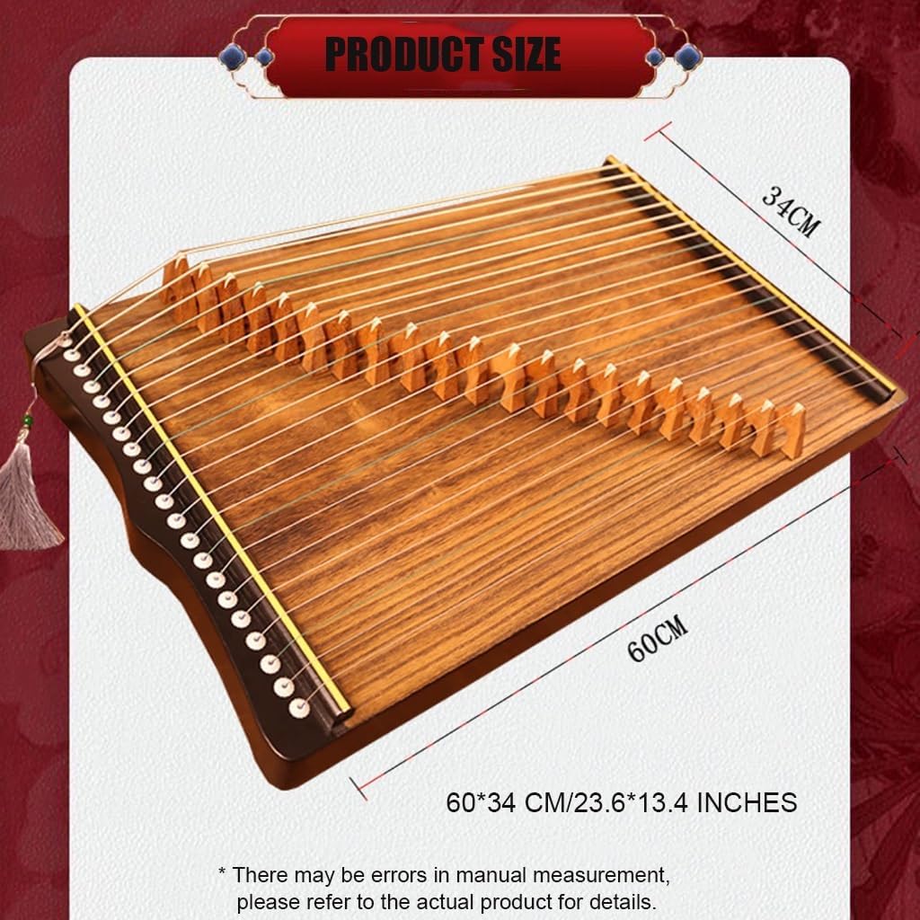 TEMKIN Portable Guzheng, 60x34 CM, Guzheng Instrument with Accessories Suitable for Children/Adult/Beginner/Professional, 21 Strings Guzheng