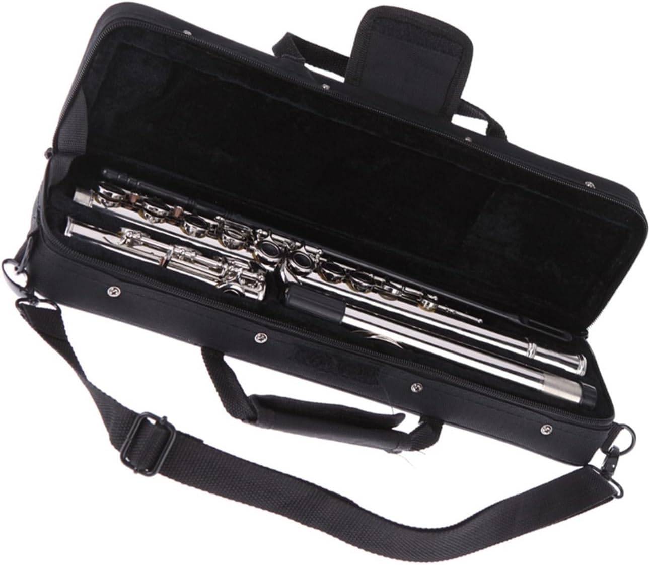 Flute Silver-Plated Flute with 16 Holes C Key White Brass Woodwind Instrument with Cloth Stick Bag Flutes Musical Instruments