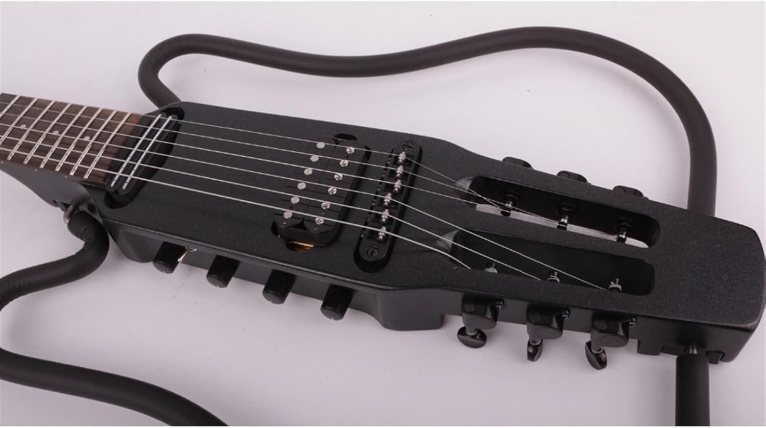 VENEKA Headless Electric Guitar 22 Frets Headless Electric Silent Travel Guitar Rosewood Fingerboard Built in Effector Portable Foldable Guitar (Color : 02)