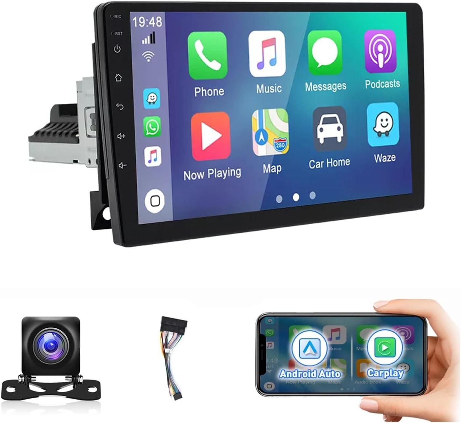 Car Stereo Radio fits for 1994-2002 Dodge Ram 1500 2500 3500 for Jeep Wrangler TJ 1997–2002,9'' Touch Screen Car Radio with Wireless Carplay Android Auto,Support GPS BT FM Backup Camera -2+32G