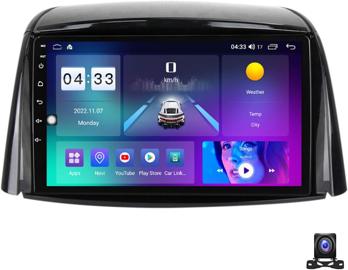 9 Inch Double DIN Car Stereo with Bluetooth MP5 Player, Android 12 Car Radio for Renault Koleos 2008~2016 Touchscreen GPS Navi with Mirror Link, FM/AM, SWC, DSP, Carplay