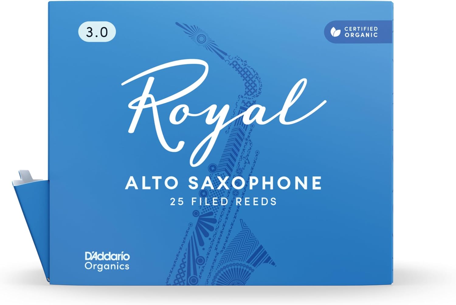 D'Addario Woodwinds Royal Saxophone Reeds - Alto Sax Reeds with Strong Spine - Alto Saxophone Reeds Great for Classical or Jazz - Strength 3.0, 25-pack