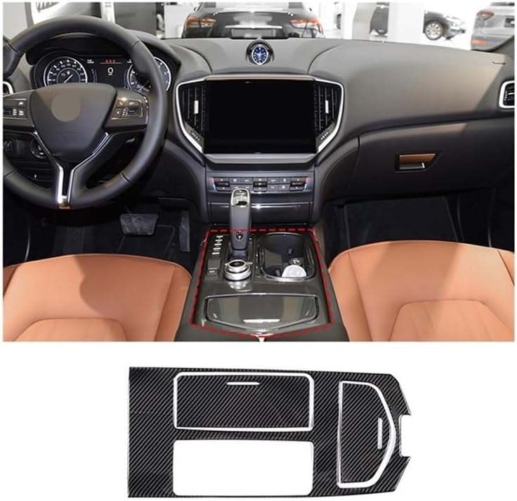 Compatible with Maserati Ghibli 2014-2022 Carbon Fiber Car Center Console Gear Shift Cup Holder Panel Cover Trim Stickers Car Accessories