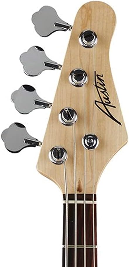Austin Guitars 4 String Acoustic Bass Guitar, Correcto, White (AJB300WH)
