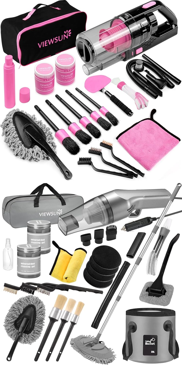 Viewsun 38 Pcs Car Cleaning Kit,Complete Interior Exterior Washing Supply for Men Women