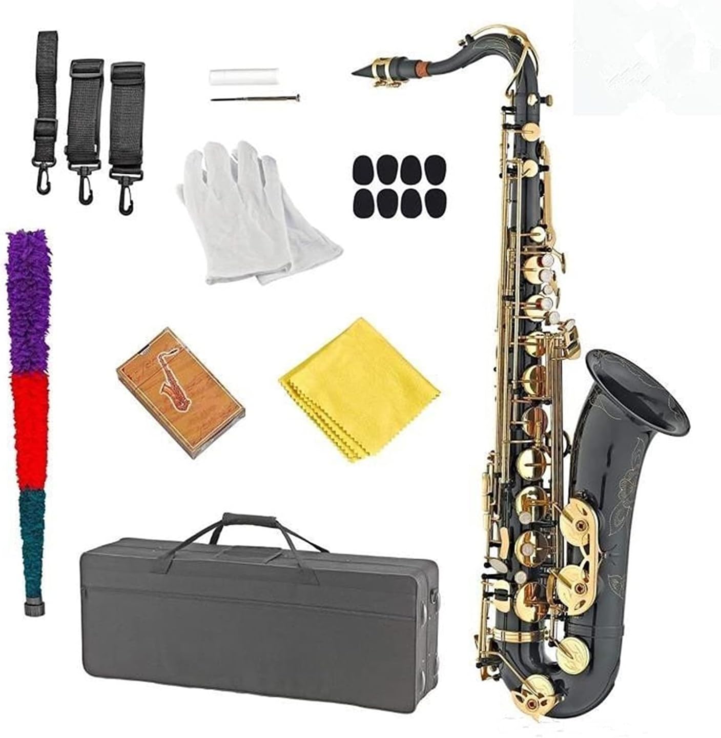 Black Nickel Gold Key Tenor Saxophone Support Professional Tenor Sax with Case Complete Accessories Student Saxophone
