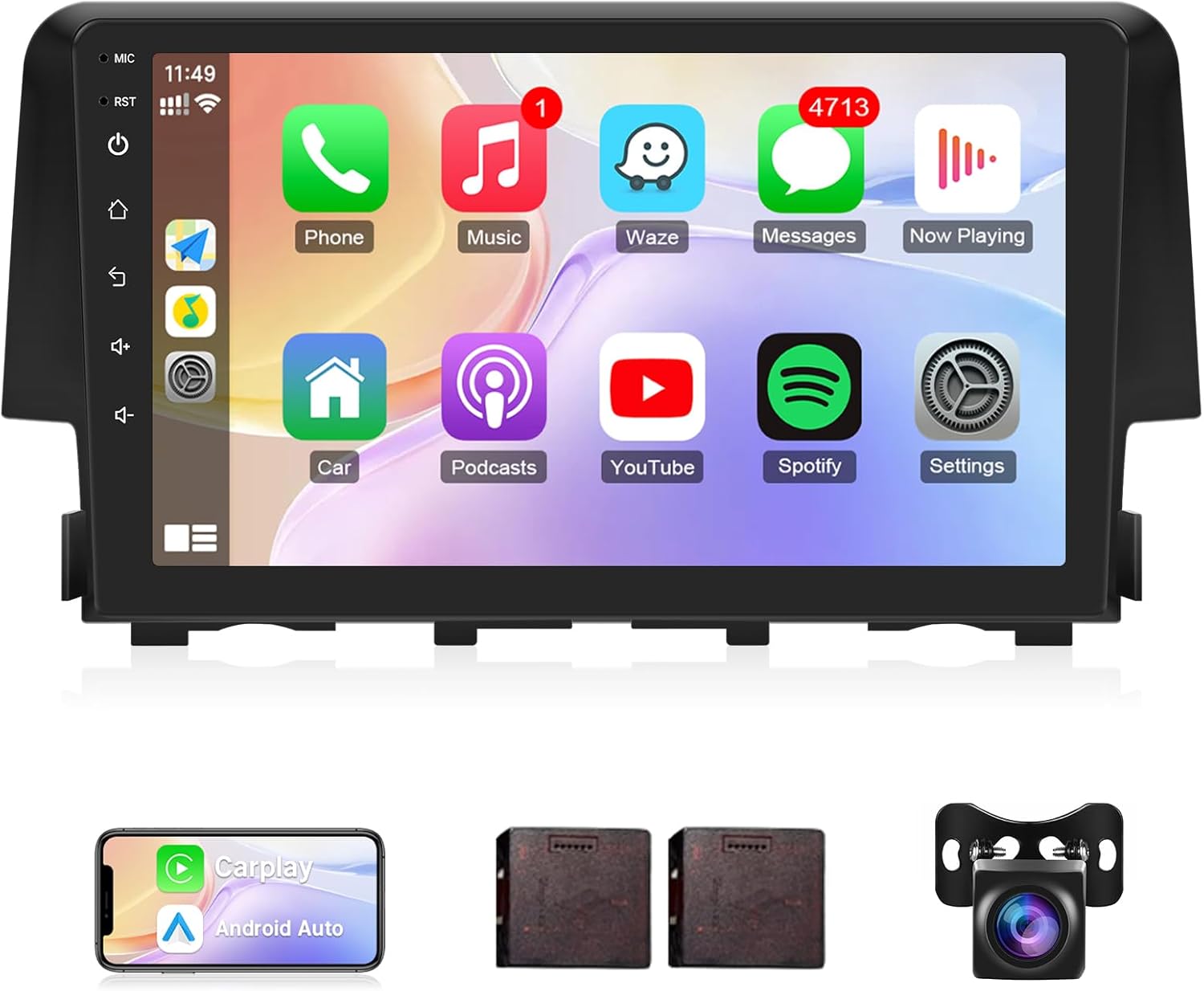 Leadfan Car Stereo for (JBL Version) Honda Civic 2016 2017 2018 2019 2020 2021, with Wireless CarPlay Android Auto, 9 Inches Screen with Bluetooth FM Backup Camera, 2G+32G