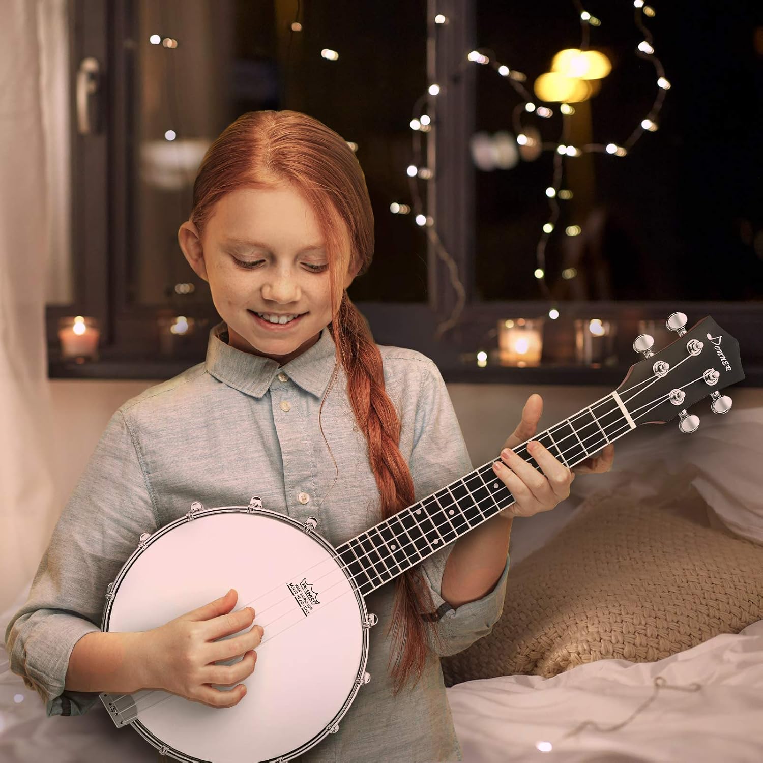 Donner Banjolele 4 String Banjo Ukulele kit Stringed Musical Instruments for Adult Beginner with Banjo Tuners, Gig Bag, Picks, Skeleton 23 Inch Sapele