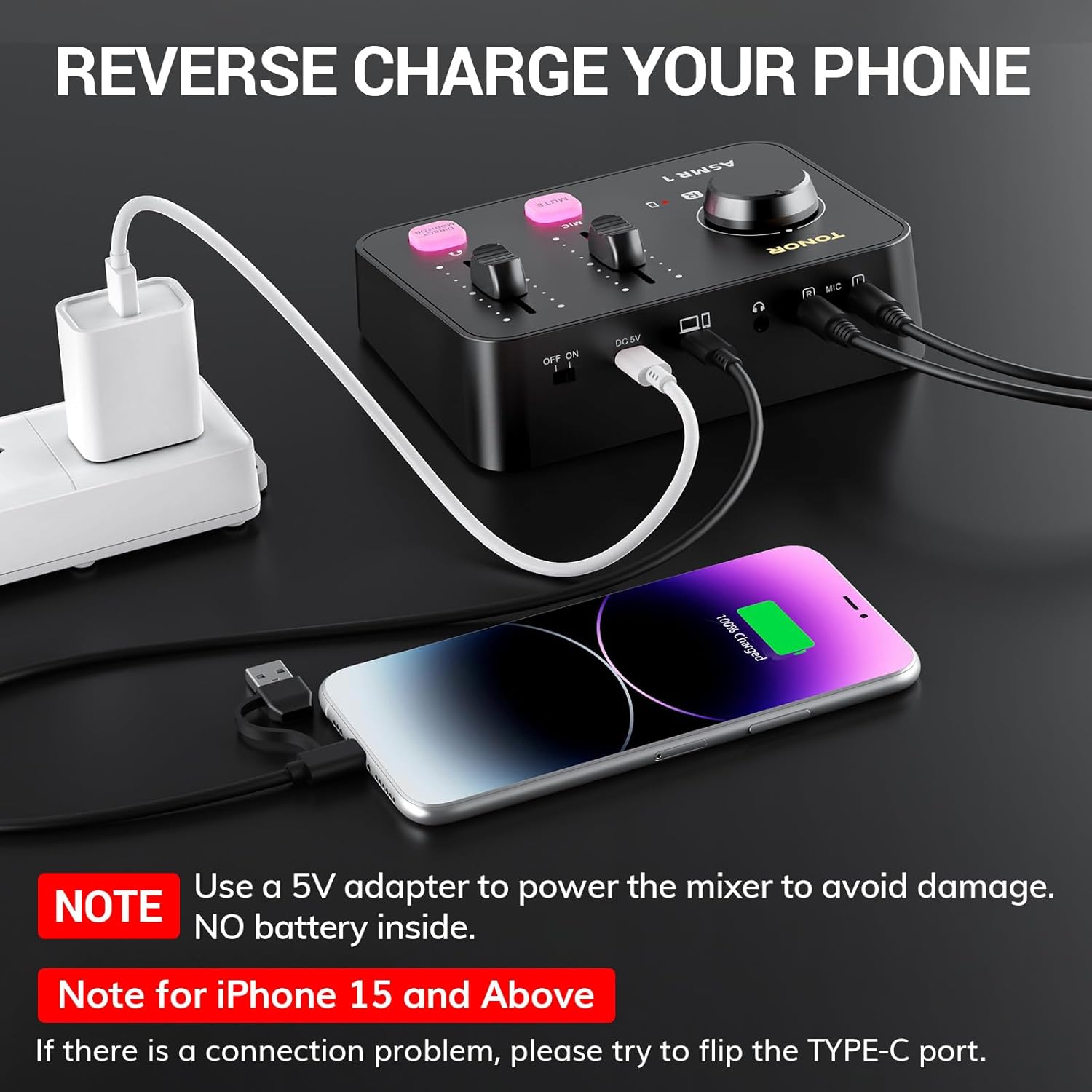 TONOR ASMR Microphone Equipment Bundle with Audio Interface, Immersive 3D Stereo Audio, Dual Condenser Mics with Audio Mixer, Clear Sound, Volume Control, with Furry Windscreens, Set for ASMR, Black