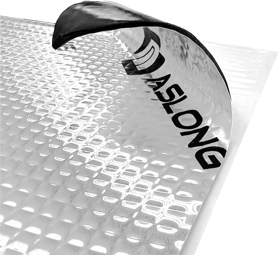 ASLONG 80 mil 26.9 sqft Car Sound Deadening Mat, Butyl Automotive Sound Deadener, Audio Noise Insulation and dampening Material, Silver