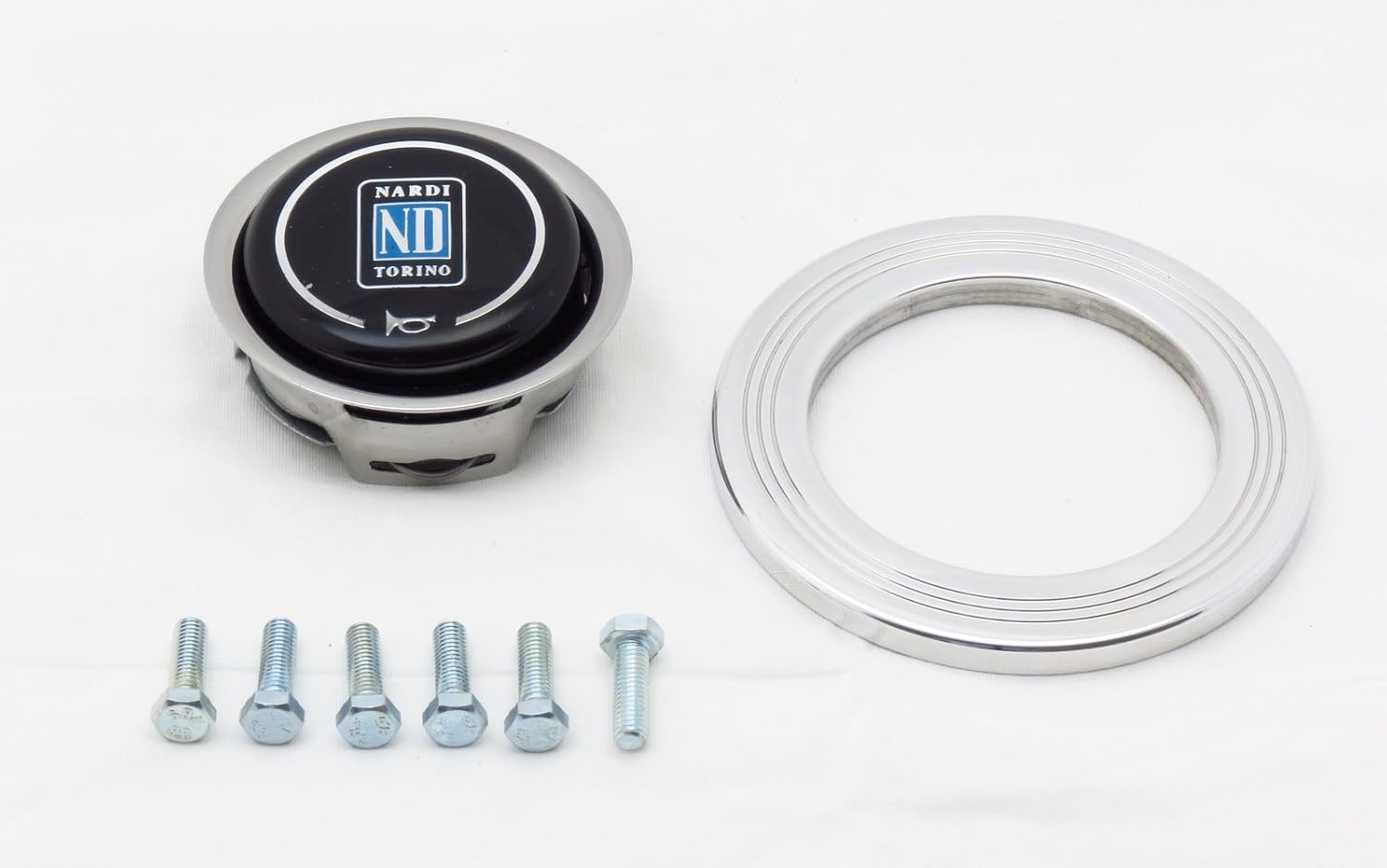 Nardi Horn Kit - Polished Trim Ring + Horn Button + Screw Kit - Part # 4041.18.0800+4040.08.0001+4041.01.0202