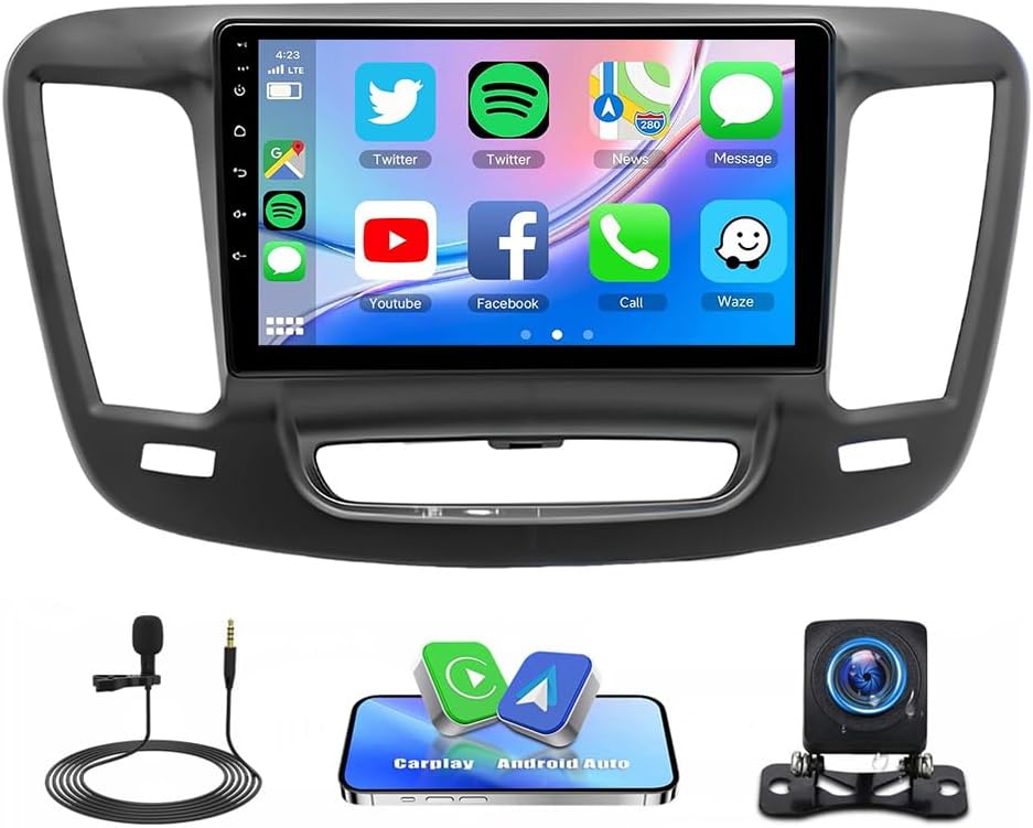 Car Stereo Radio Compatible for 200C 2015-2019 with Carplay Android Auto GPS Navigation 9in Touchscreen Car Radio Player with Bluetooth WiFi FM/RDS SWC Mirror Link Split Screen + Backup Camera
