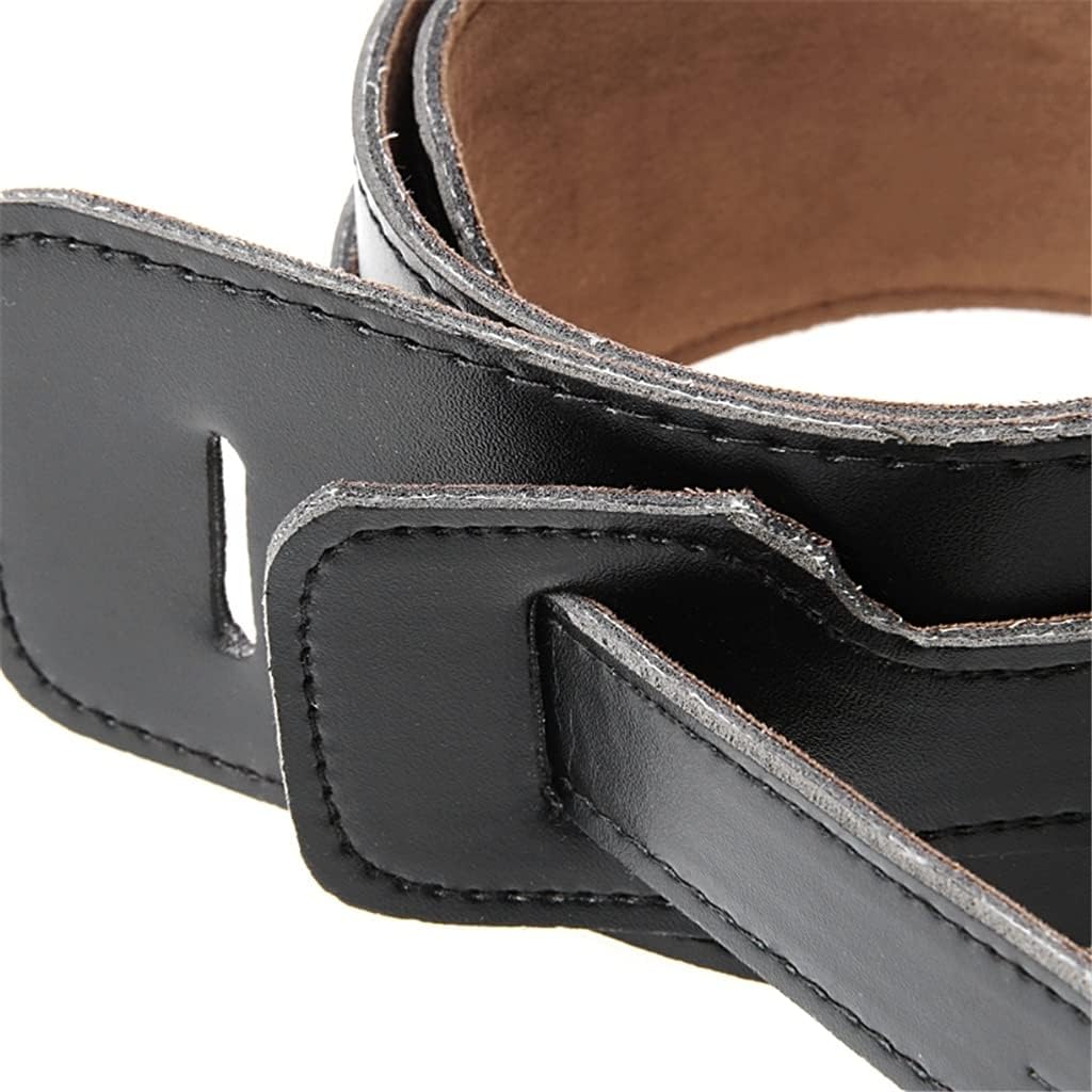 Adjustable Soft PU Leather Thick Strap for Electric Acoustic Guitar Bass Black