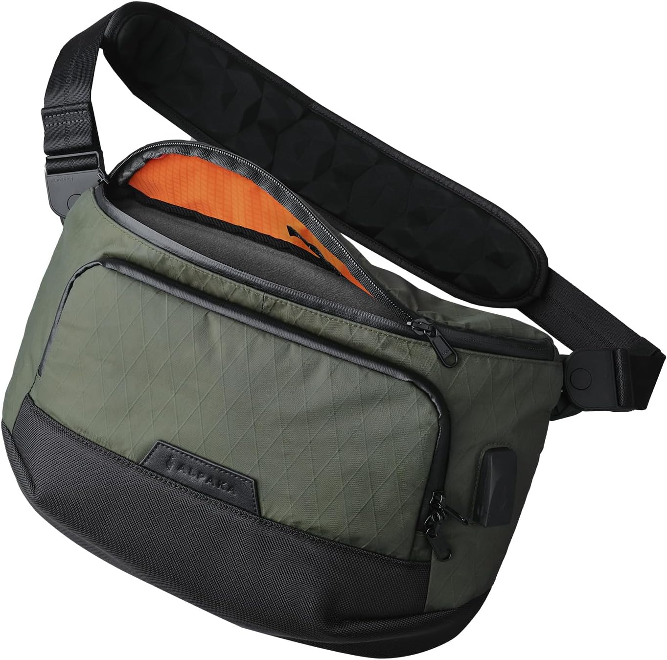 ALPAKA Bravo Sling Max, 8L RFID-Blocking Sling Laptop Bag for Men with Maglockz Buckle, Lockable Zips & External USB Port