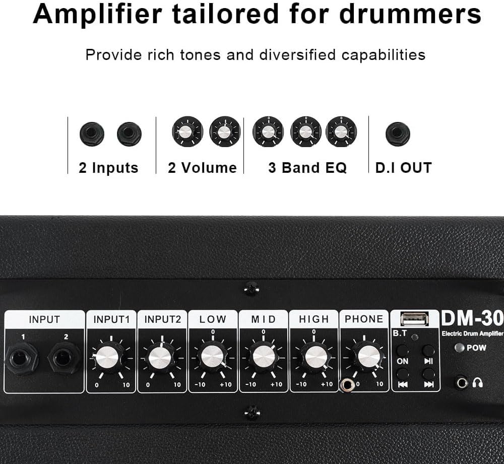 Coolmusic Keyboard AMP 30W Electric Drum Amplifier Speaker,with 3-Year Warranty