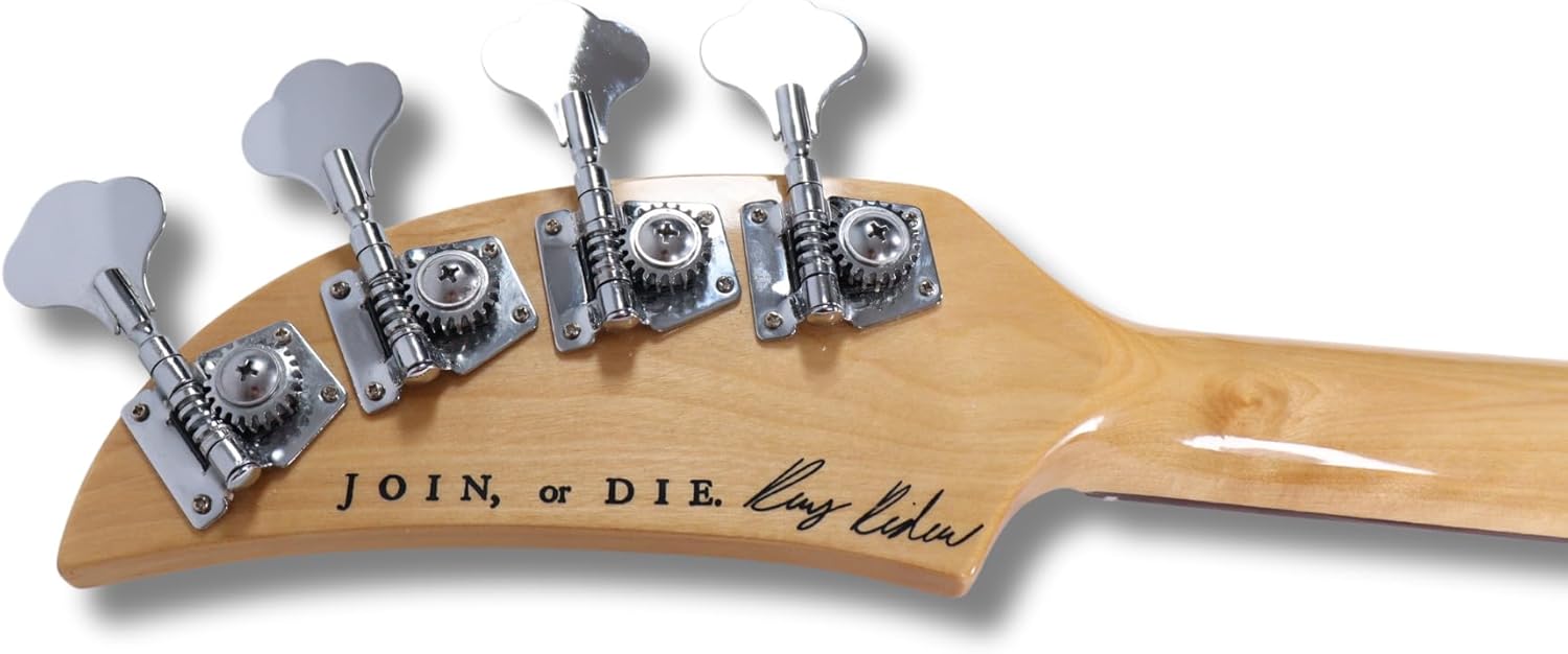 Disher Rattlesnake Bass Guitar (with Disher hard case, Disher seatbelt/leather guitar strap & 10 ft braided guitar cable) (3 Colors) (Metallic Cherry Red)