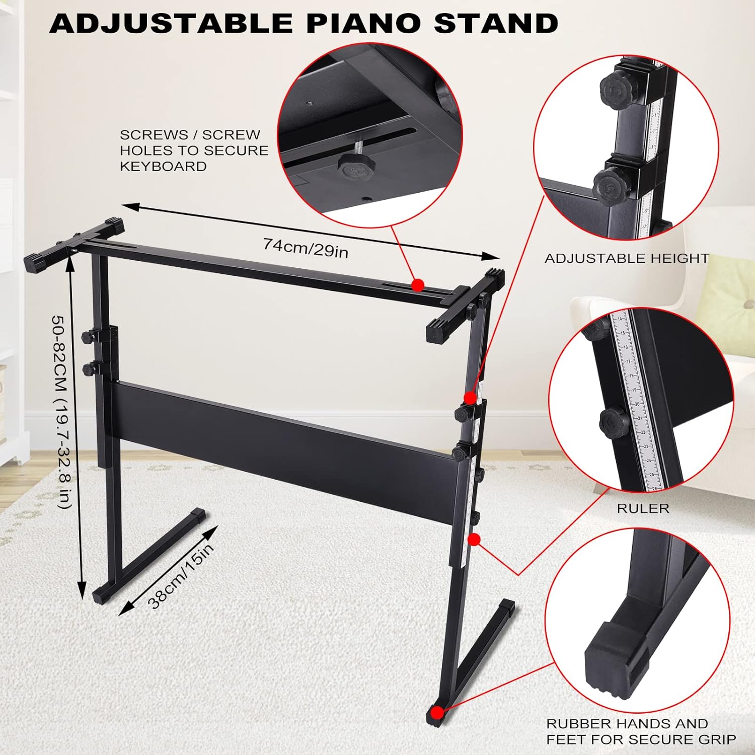 61 Key Keyboard Piano, Digital Kids Piano Keyboard with Stand, Gift for Early Education Children, Black