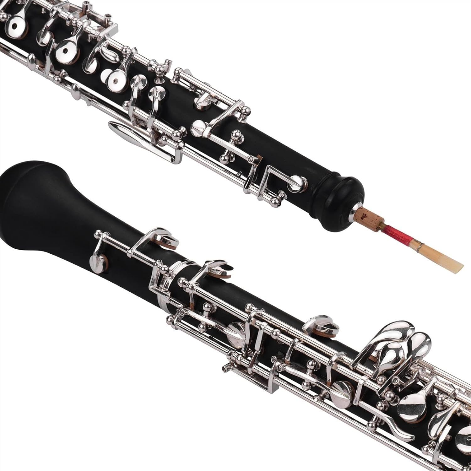 Professional Oboe C Key Semi- Automatic Nickel- Plated Keyboard Woodwind Instrument with Accessories Oboes Beginner (Color : Nickel-Plated Keys)