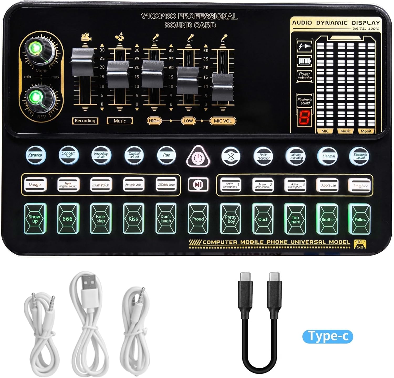 Condenser Microphone Bundle Sound Card Kit with Adjustable Mic Suspension Scissor Arm Professional Studio Wireless Karaoke MIC Studio Setup for Recording Music