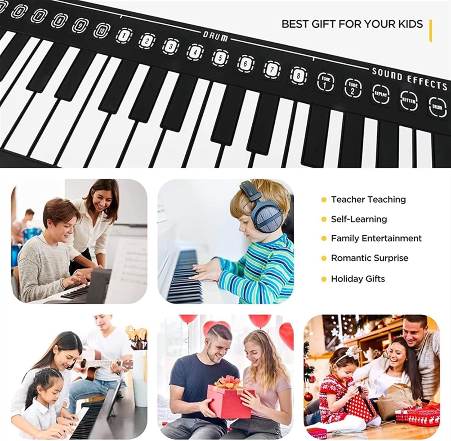 KESHUO Folding Piano Roll Up Piano 49 Keys Portable Electric Piano Keyboard Waterproof Fold Able Keyboard for Beginners and
