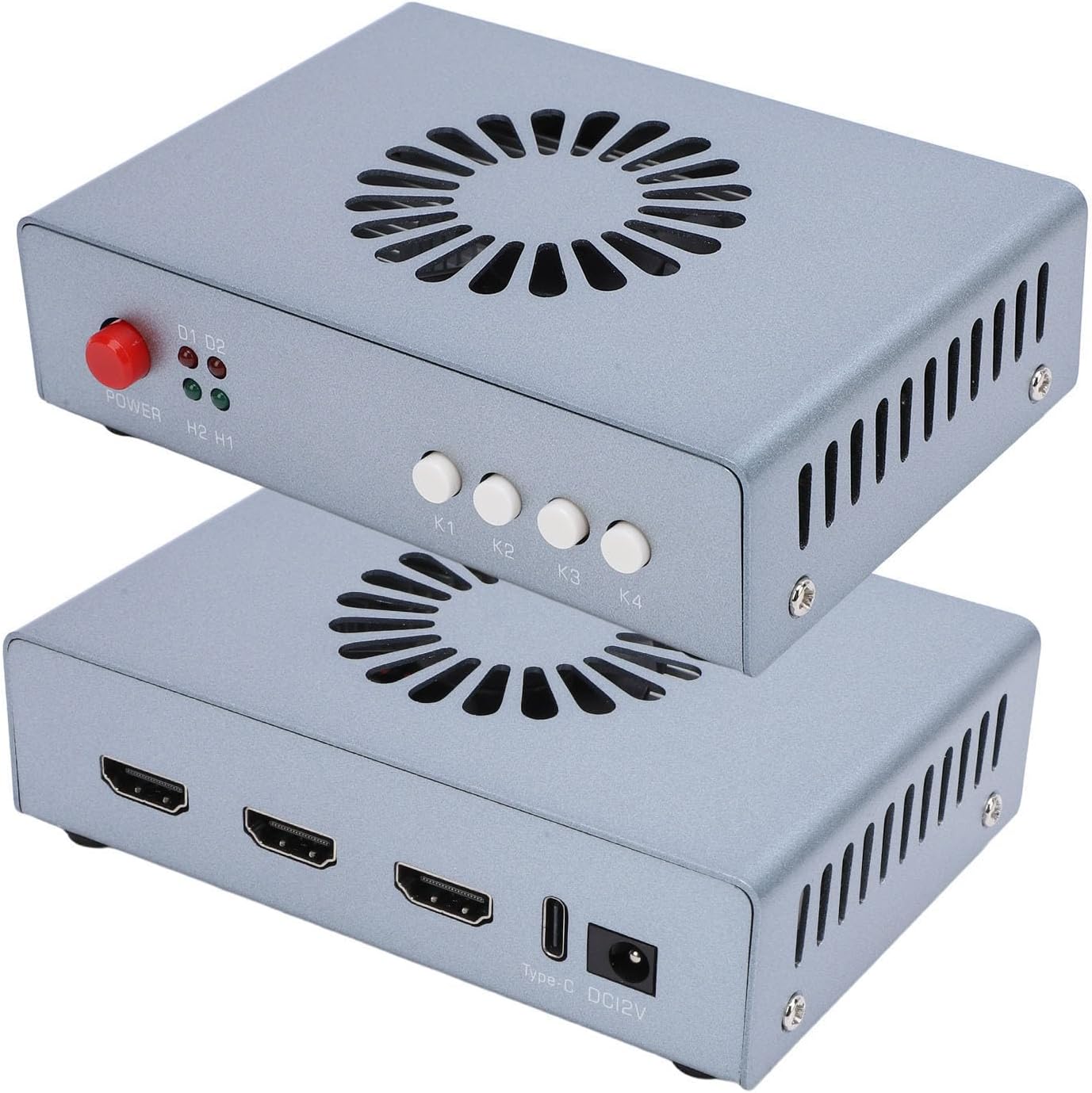 2K 144hz DMA Fuser, Aluminum Alloy HD Multimedia Interface Overlayer Synthesizer, DC12V HDMI Combiner for Gaming and Video Conferencing (US Plug)