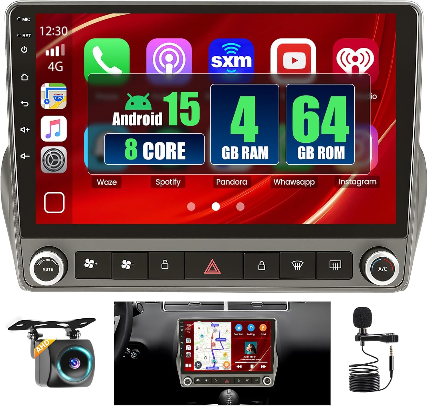 8 Core 4+64GB for Chevrolet Chevy Camaro 2010-2015 Android 15 Car Stereo Wireless Carplay Android Auto, 9'' Touchscreen Car Radio with GPS, WiFi, 32EQ DSP, 59 UI, Bluetooth, FM RDS, Backup Camera