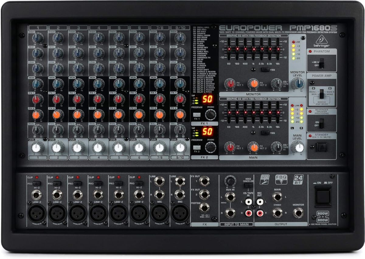 Behringer EUROPWER PMP1680S 1600-Watt 10-Channel Powered Mixer