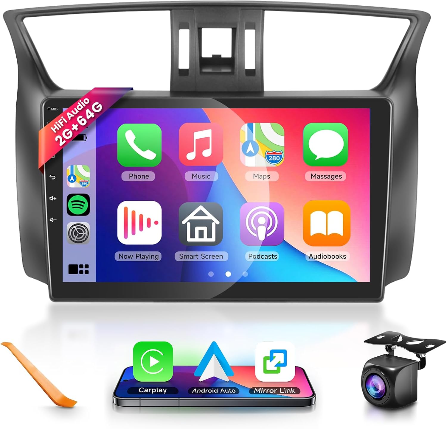 2G+64G Car Radio Stereo with HiFi Audio for Nissan Sentra 2012-2015, Wireless CarPlay/Android Auto 10.1 Inch HD Touch Screen Android 13 GPS WiFi Bluetooth FM/RDS EQ HD Backup Camera