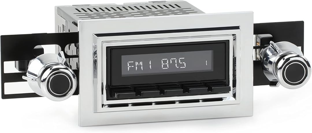 Retro Manufacturing HB-121-55-75 Hermosa Direct-Fit Radio for Classic Vehicle (Black Face and Buttons and Chrome Bezel)