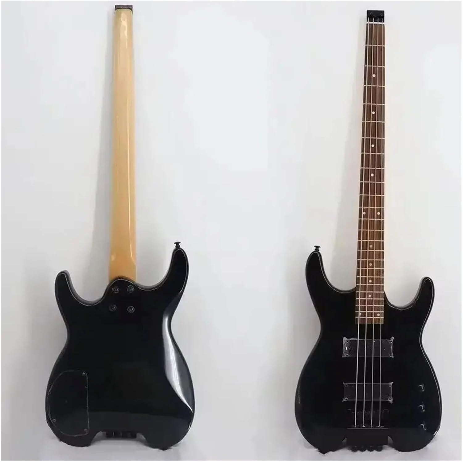 4-String Active Pickup Electric Bass Guitar Headless Design Black Finish