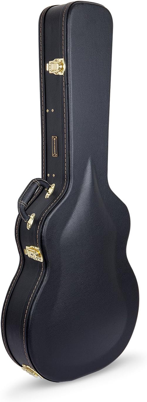 Crossrock Wooden Case for 335 Style 6-String Semi-Hollow Electric Guitars, Black (CRW600SABK)
