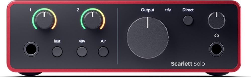 Focusrite Scarlett Solo 4th Gen USB Audio Interface, for the Guitarist, Vocalist, or Producer — High-Fidelity, Studio Quality Recording, and All the Software You Need to Record