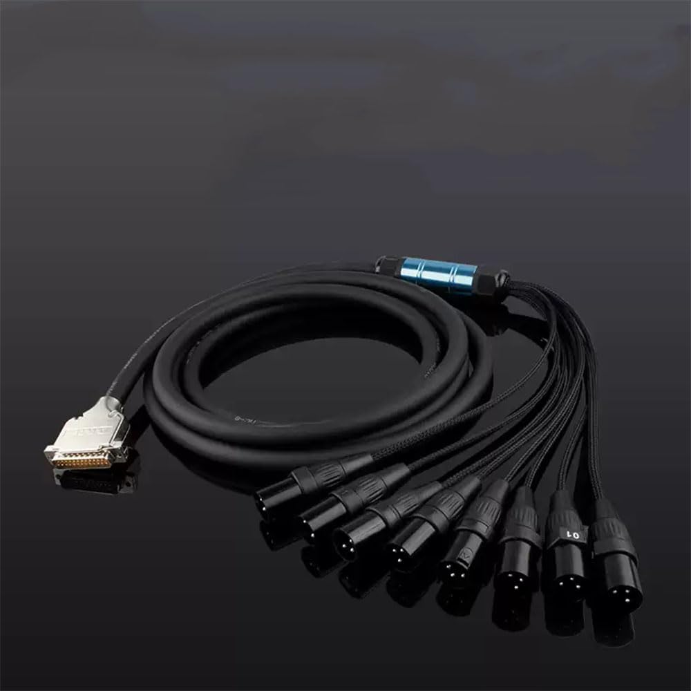 Professional DB25 Male to 8 XLR 3Pin Male Eight Channel Analog Audio Signal Cable for Mixing Console PVC Cable 1.5Meter（4.92 FT