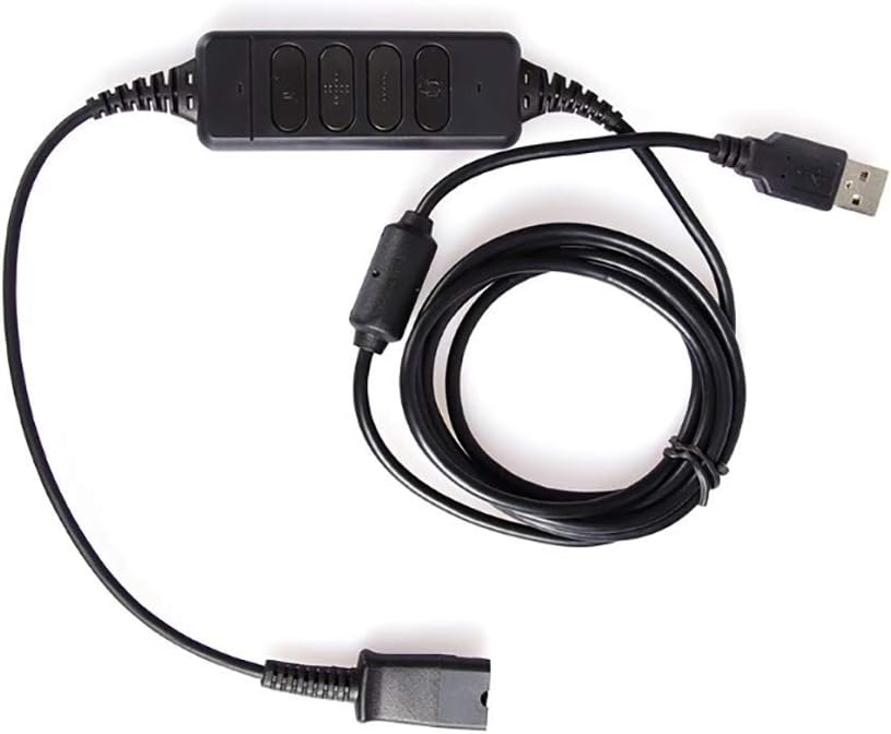 Premium Headset QD (Quick Disconnect) Connector to USB Adapter Cable w/Volume Adjuster, Mute for Speaker & Microphone Compatible with Any Plantronics QD Plug Headset (4 Cables)