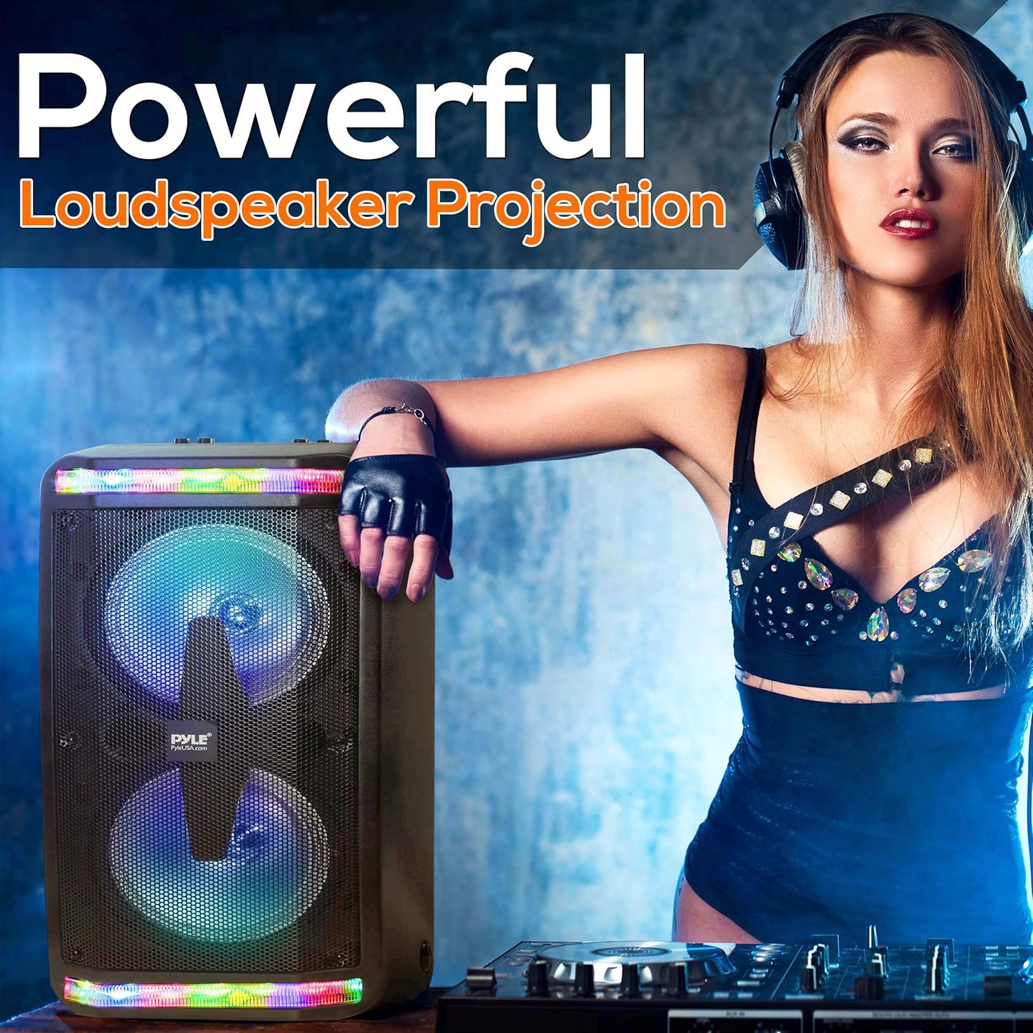 Pyle Bluetooth Speaker & Microphone System - Portable Stereo Karaoke Speaker with Wired Mic, Built-in LED Party Lights, MP3/USB, FM Radio (6.5’’ Subwoofers, 500 Watt MAX) (PPHP266B.5)