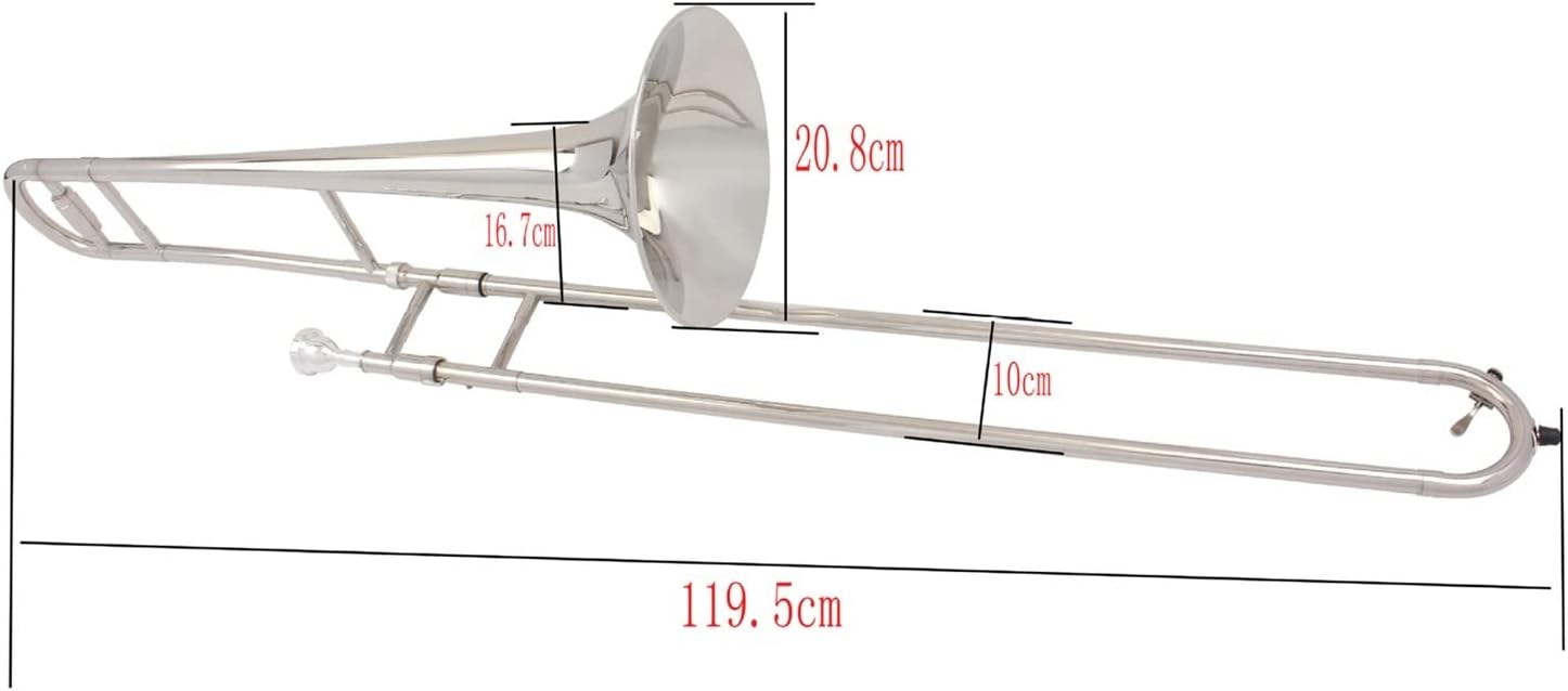 TSTS Alto Trombone Golden Silver Trombone Tube Brass Material Beginner Trombone (Color : Silver)